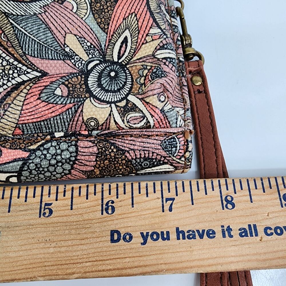 Sakroots Wristlet Wallet Floral Crossbody Strap Brown Phone Pocket Strap Missing - Picture 14 of 16